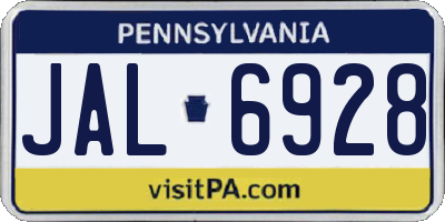 PA license plate JAL6928