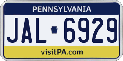 PA license plate JAL6929