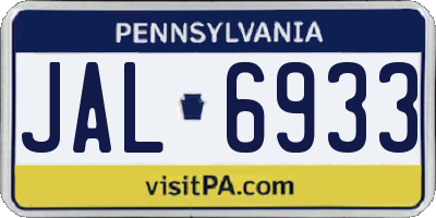 PA license plate JAL6933