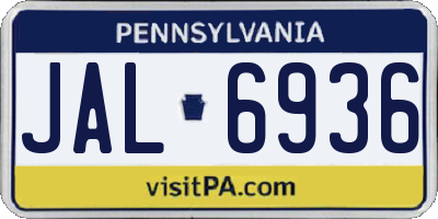 PA license plate JAL6936