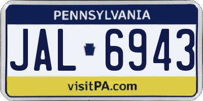 PA license plate JAL6943