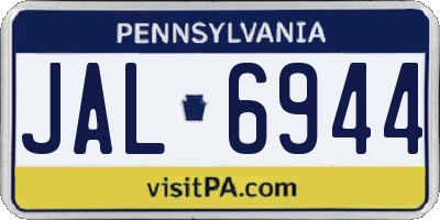 PA license plate JAL6944