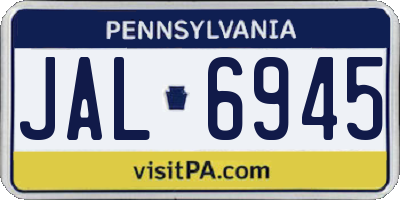 PA license plate JAL6945