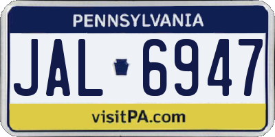 PA license plate JAL6947