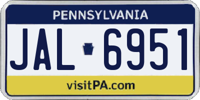 PA license plate JAL6951