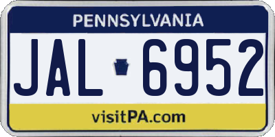 PA license plate JAL6952