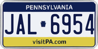 PA license plate JAL6954