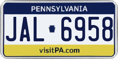 PA license plate JAL6958