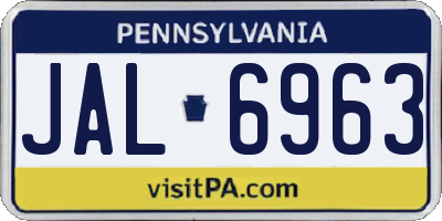 PA license plate JAL6963