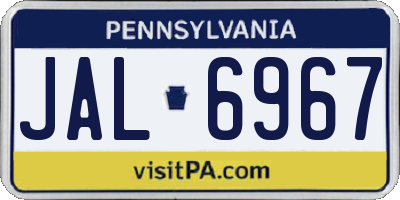 PA license plate JAL6967