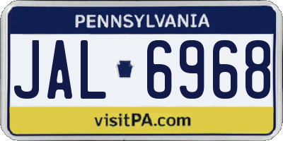 PA license plate JAL6968