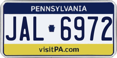 PA license plate JAL6972
