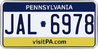 PA license plate JAL6978