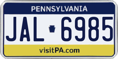 PA license plate JAL6985