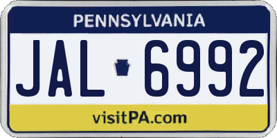 PA license plate JAL6992