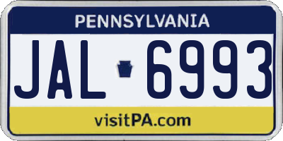 PA license plate JAL6993