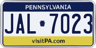 PA license plate JAL7023