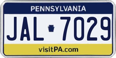 PA license plate JAL7029