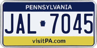 PA license plate JAL7045