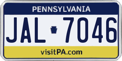 PA license plate JAL7046