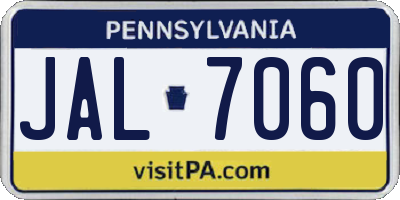 PA license plate JAL7060