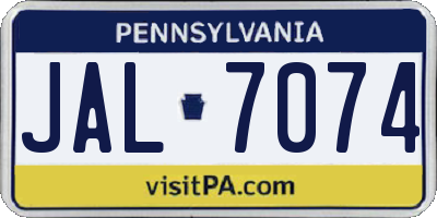 PA license plate JAL7074