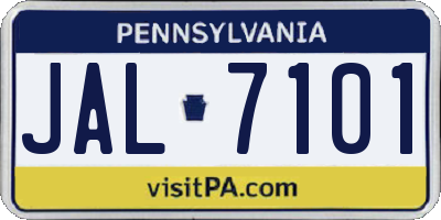 PA license plate JAL7101