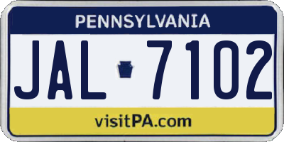PA license plate JAL7102