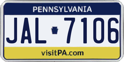 PA license plate JAL7106
