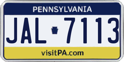 PA license plate JAL7113