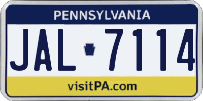 PA license plate JAL7114