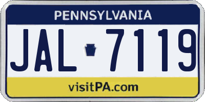 PA license plate JAL7119