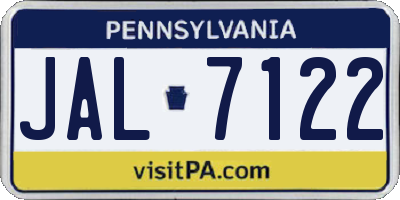 PA license plate JAL7122
