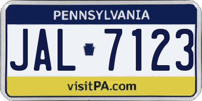 PA license plate JAL7123