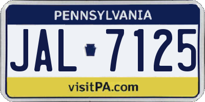 PA license plate JAL7125