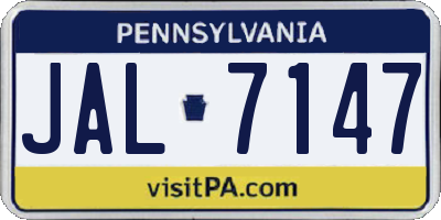 PA license plate JAL7147