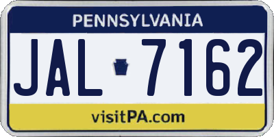 PA license plate JAL7162