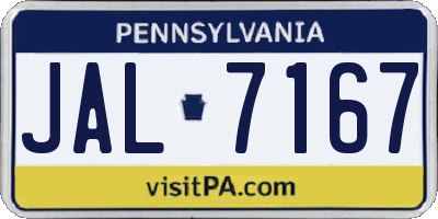 PA license plate JAL7167