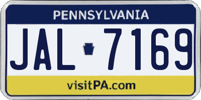 PA license plate JAL7169