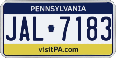 PA license plate JAL7183