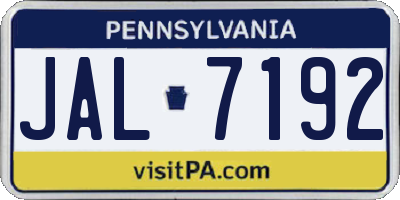 PA license plate JAL7192