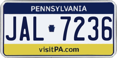 PA license plate JAL7236