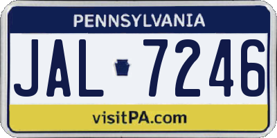 PA license plate JAL7246