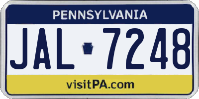 PA license plate JAL7248
