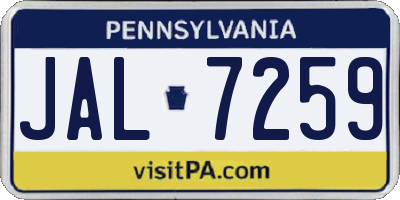 PA license plate JAL7259