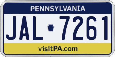 PA license plate JAL7261