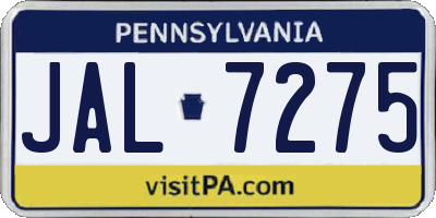 PA license plate JAL7275