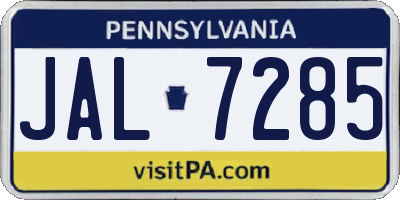 PA license plate JAL7285