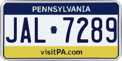 PA license plate JAL7289