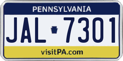 PA license plate JAL7301